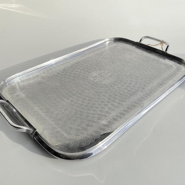 TRAY, Deco Style - Silver w Rounded